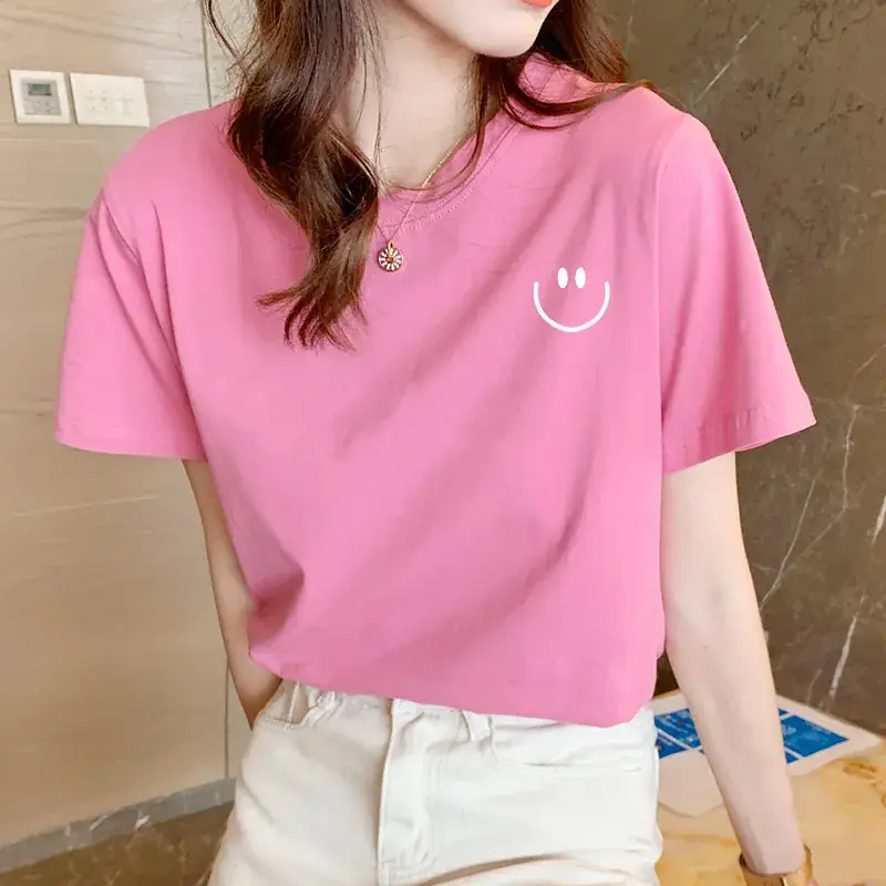 Women's Printed White Cotton T-Shirt with Student Design