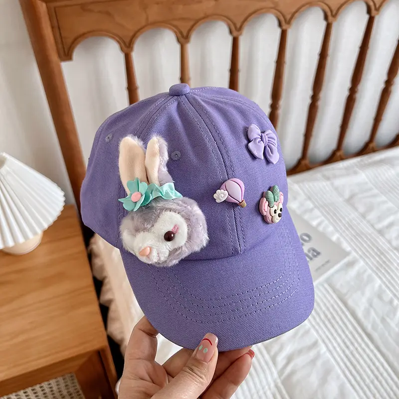 Purple Bunny Cap for Girls Boys Sun Hat - Image 2