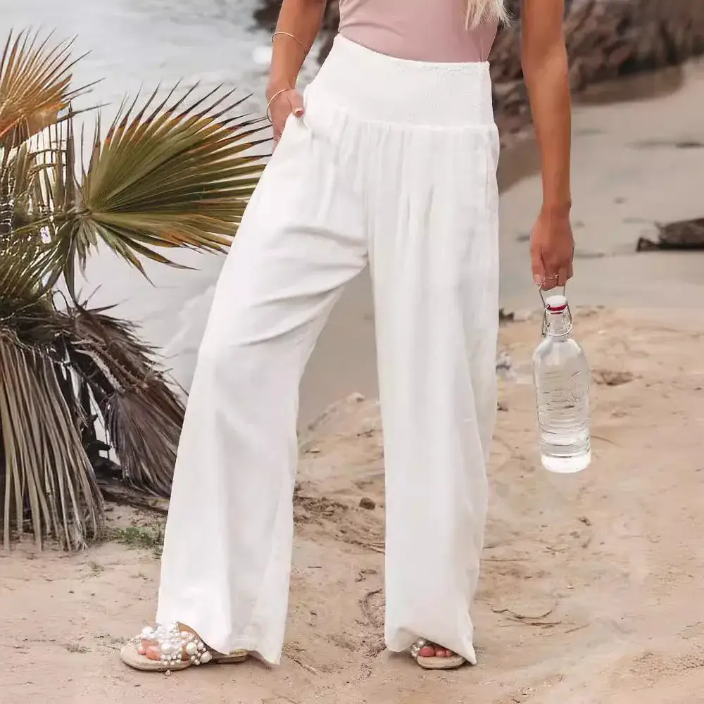 2024 Wide Leg Cotton Linen Pants for Women - Image 16