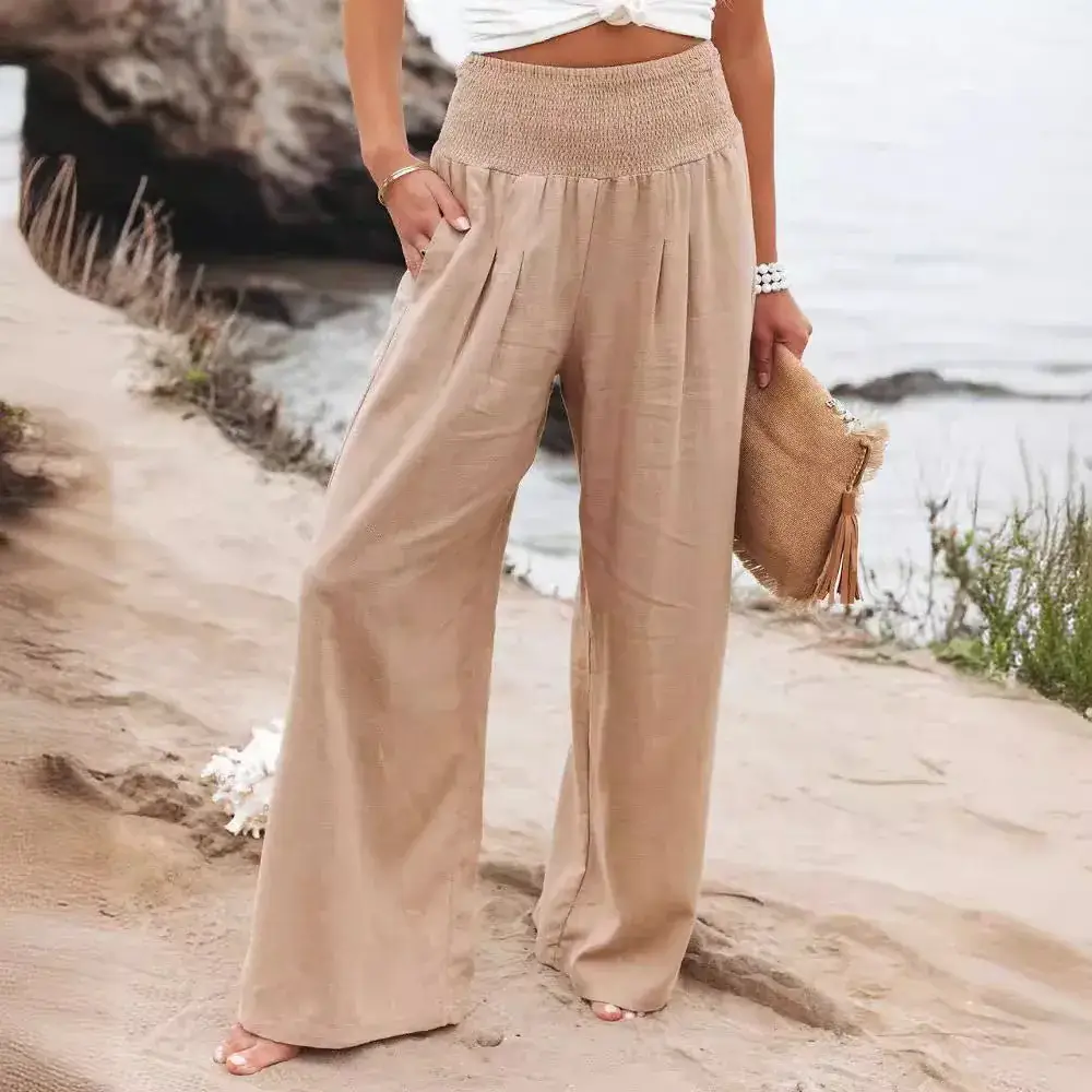 2024 Wide Leg Cotton Linen Pants for Women - Image 17