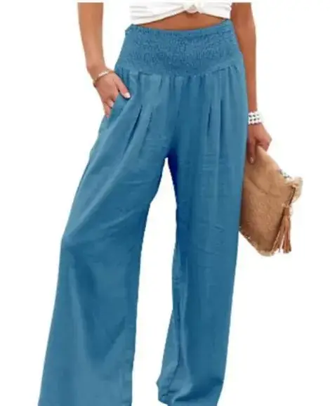 2024 Wide Leg Cotton Linen Pants for Women - Image 10