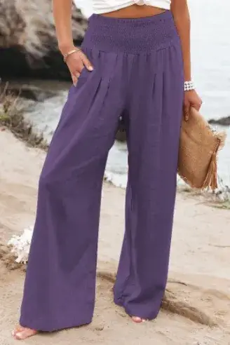 2024 Wide Leg Cotton Linen Pants for Women - Image 11