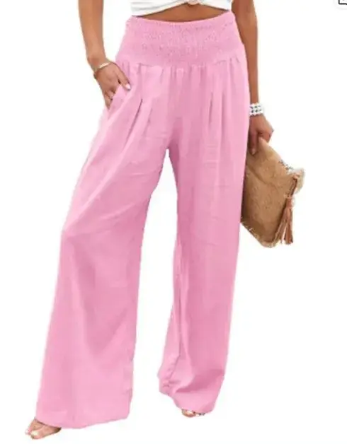 2024 Wide Leg Cotton Linen Pants for Women - Image 12
