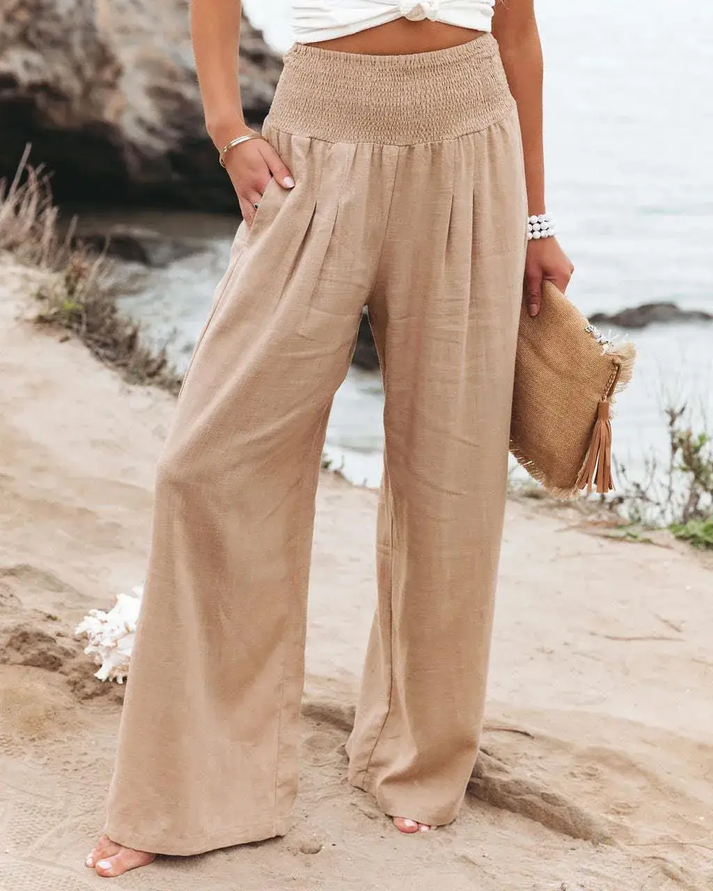 2024 Wide Leg Cotton Linen Pants for Women - Image 2