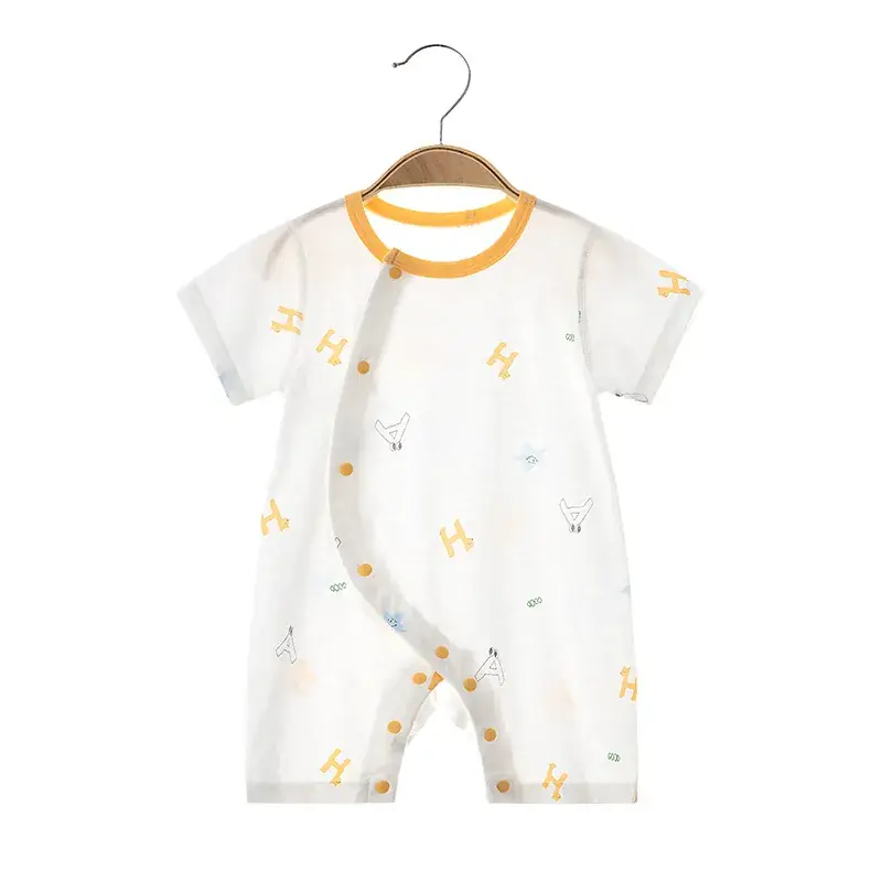 Baby Cotton Jumpsuit with H Print Summer Wear