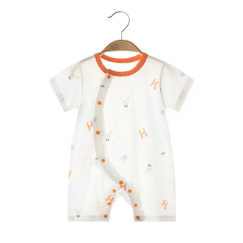 Baby Cotton Jumpsuit with H Print Summer Wear