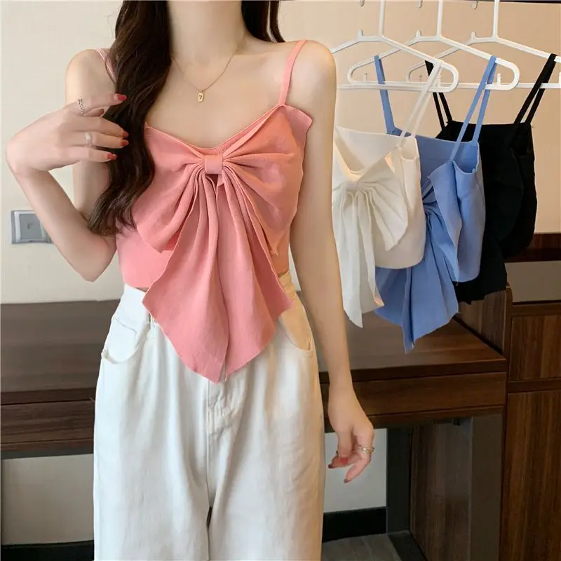Blue Bow Sleeveless Women's Summer Top — feature 2