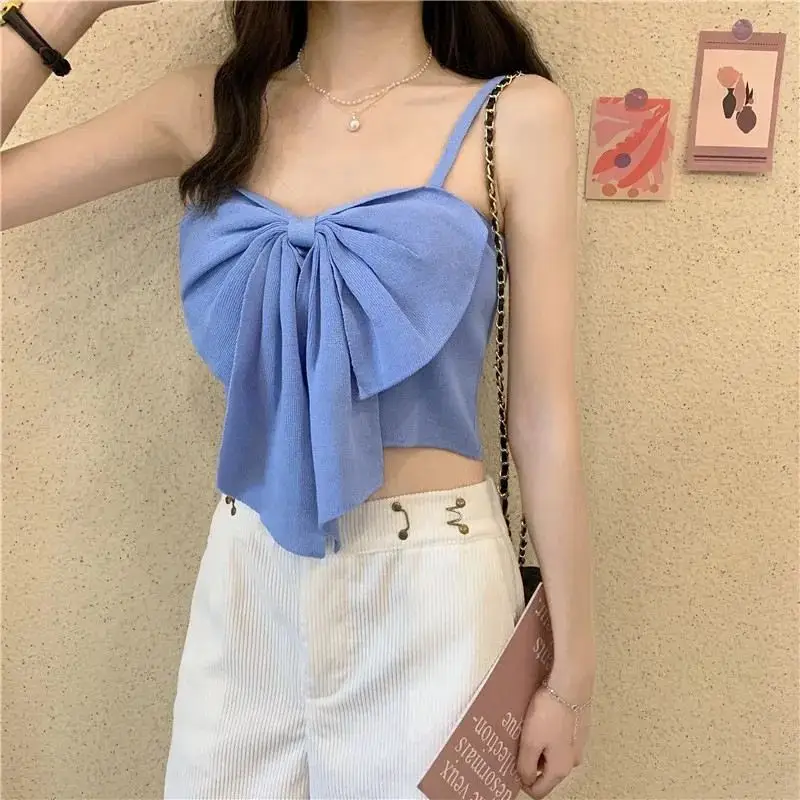 Blue Bow Sleeveless Women's Summer Top — feature 3