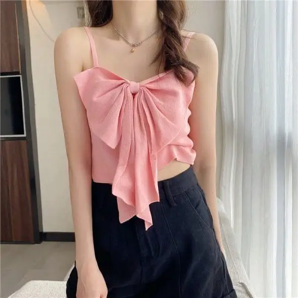 Blue Bow Sleeveless Women's Summer Top — feature 5