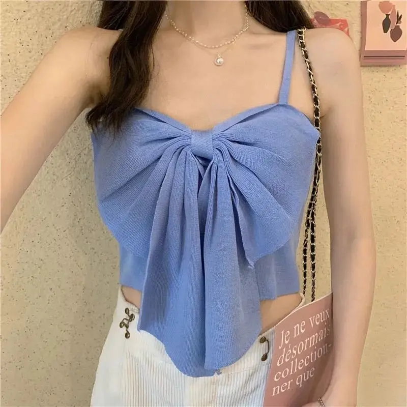 Blue Bow Sleeveless Women's Summer Top — feature 8