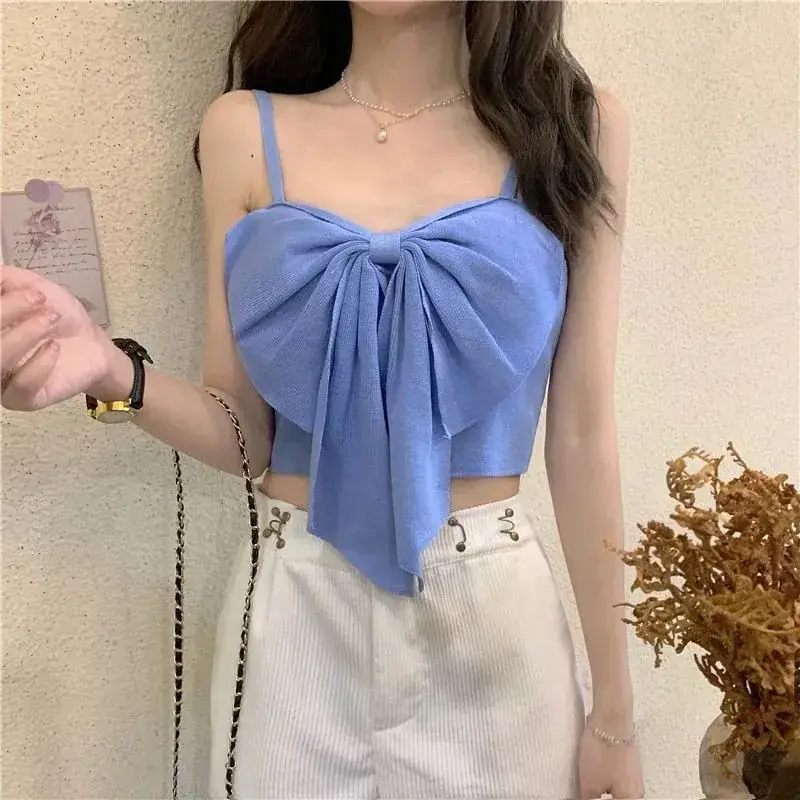 Blue Bow Sleeveless Women's Summer Top - Image 3