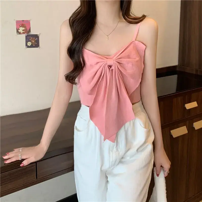 Blue Bow Sleeveless Women's Summer Top - Image 4