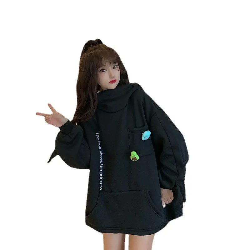 Women Green Hooded Velvet Sweatshirt Melody Windmill 2024 - Image 8