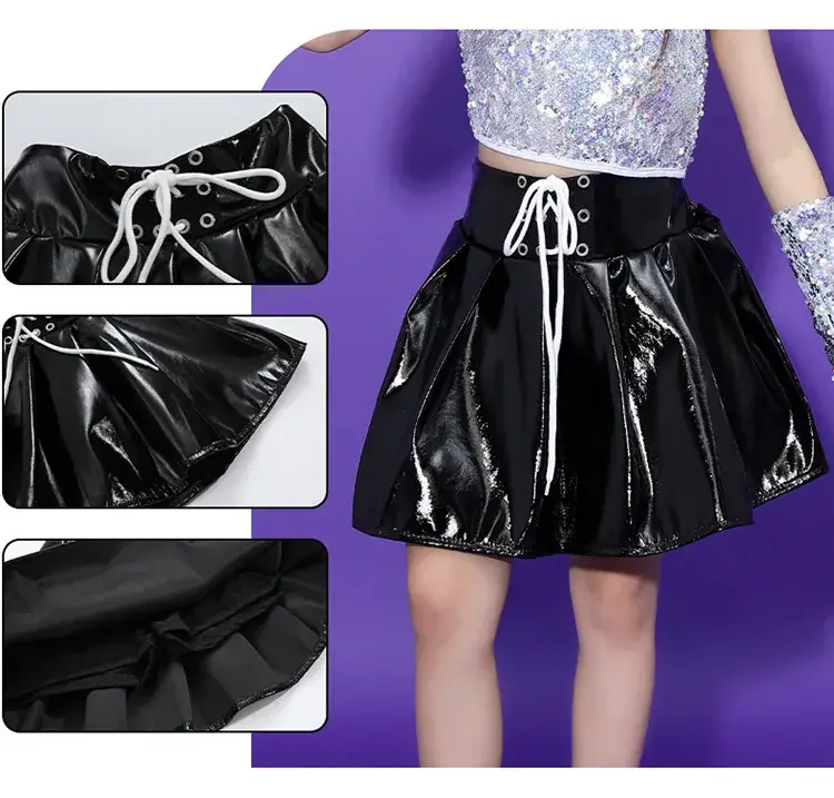 Girls Sequin Skirt Dance Costume Black Sparkly — feature 5