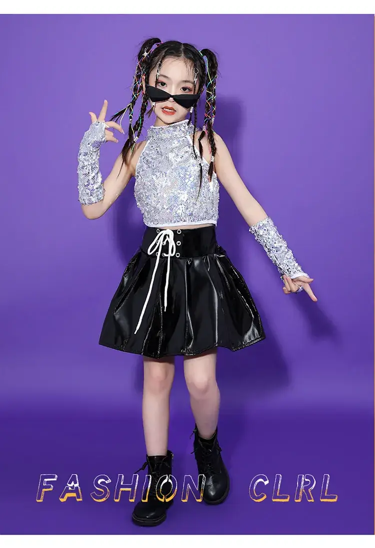 Girls Sequin Skirt Dance Costume Black Sparkly — feature 7