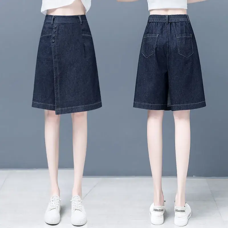 Women Denim Wide Leg Shorts 2024 New Style - Image 4