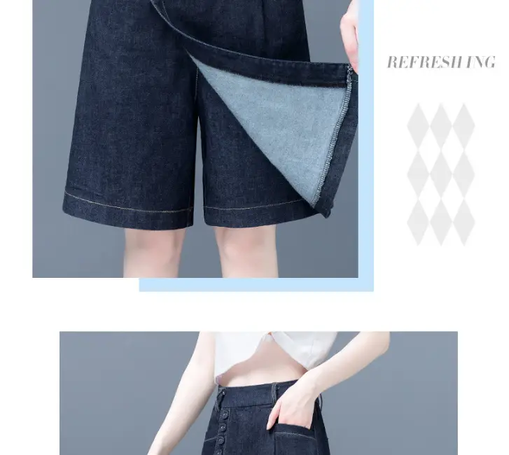 Women Denim Wide Leg Shorts 2024 New Style — feature 24