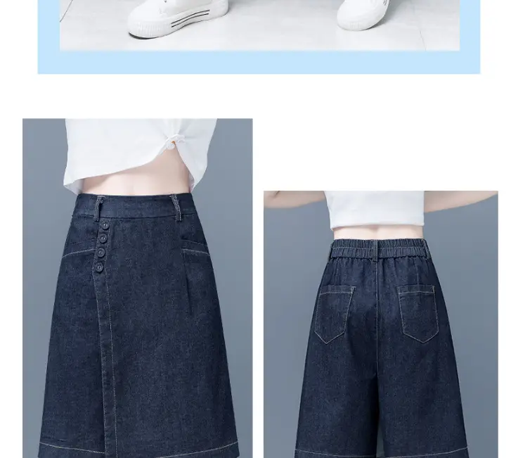 Women Denim Wide Leg Shorts 2024 New Style — feature 26