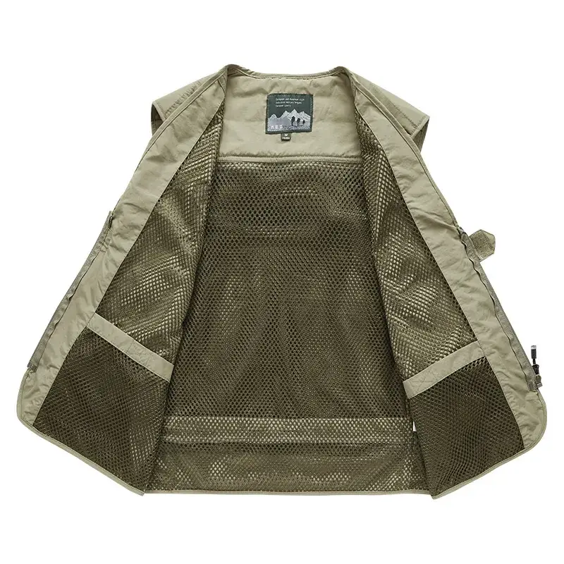 Men's Mesh Sleeveless Vest Olive Green Plus Size - Image 11