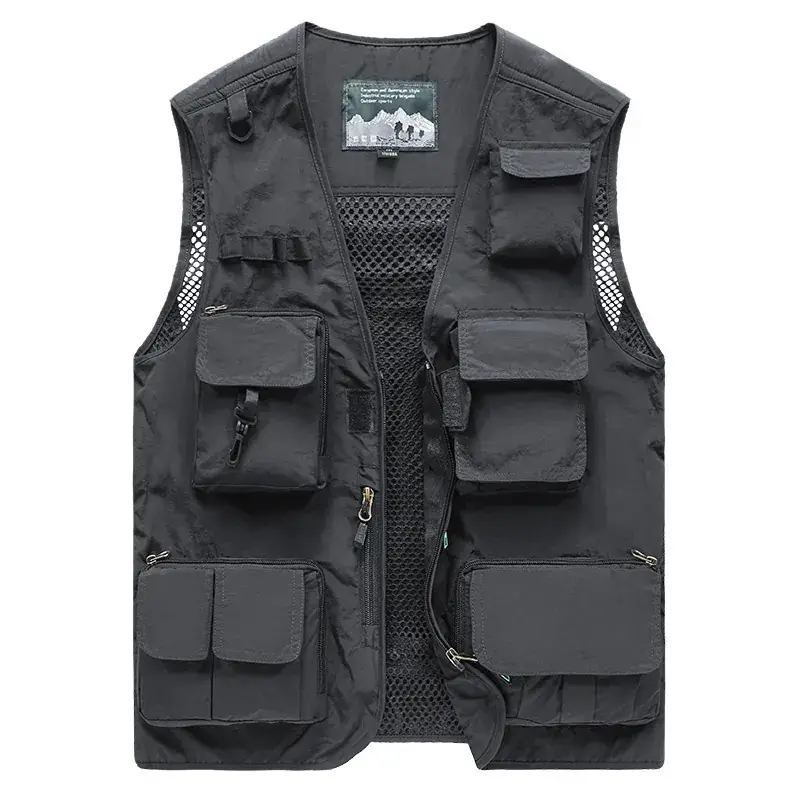 Men's Mesh Sleeveless Vest Olive Green Plus Size - Image 12