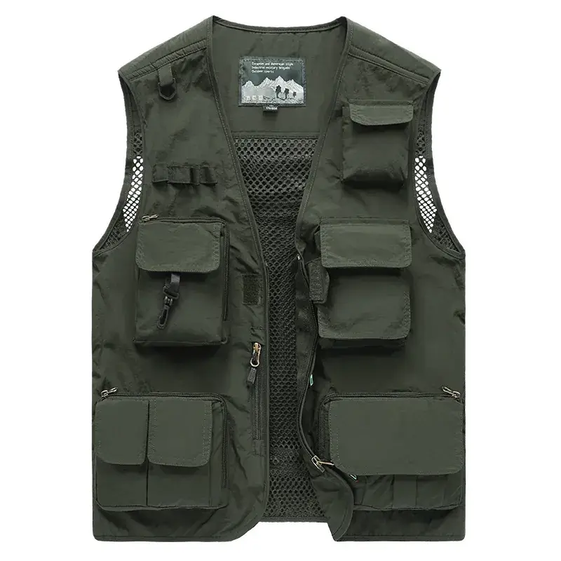Men's Mesh Sleeveless Vest Olive Green Plus Size - Image 5
