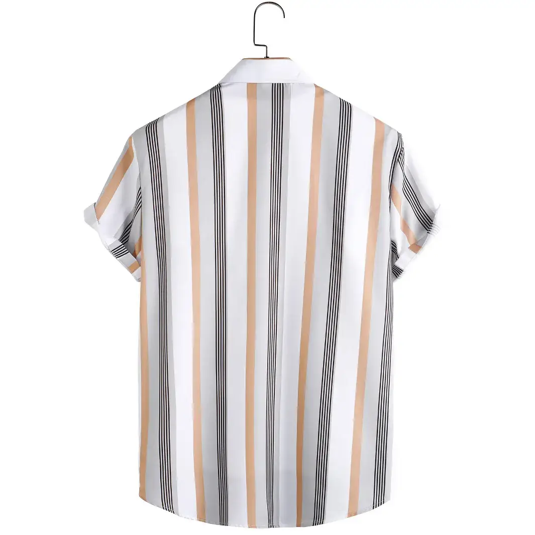 Men Striped Short Sleeve Shirt 2023 Digital Print