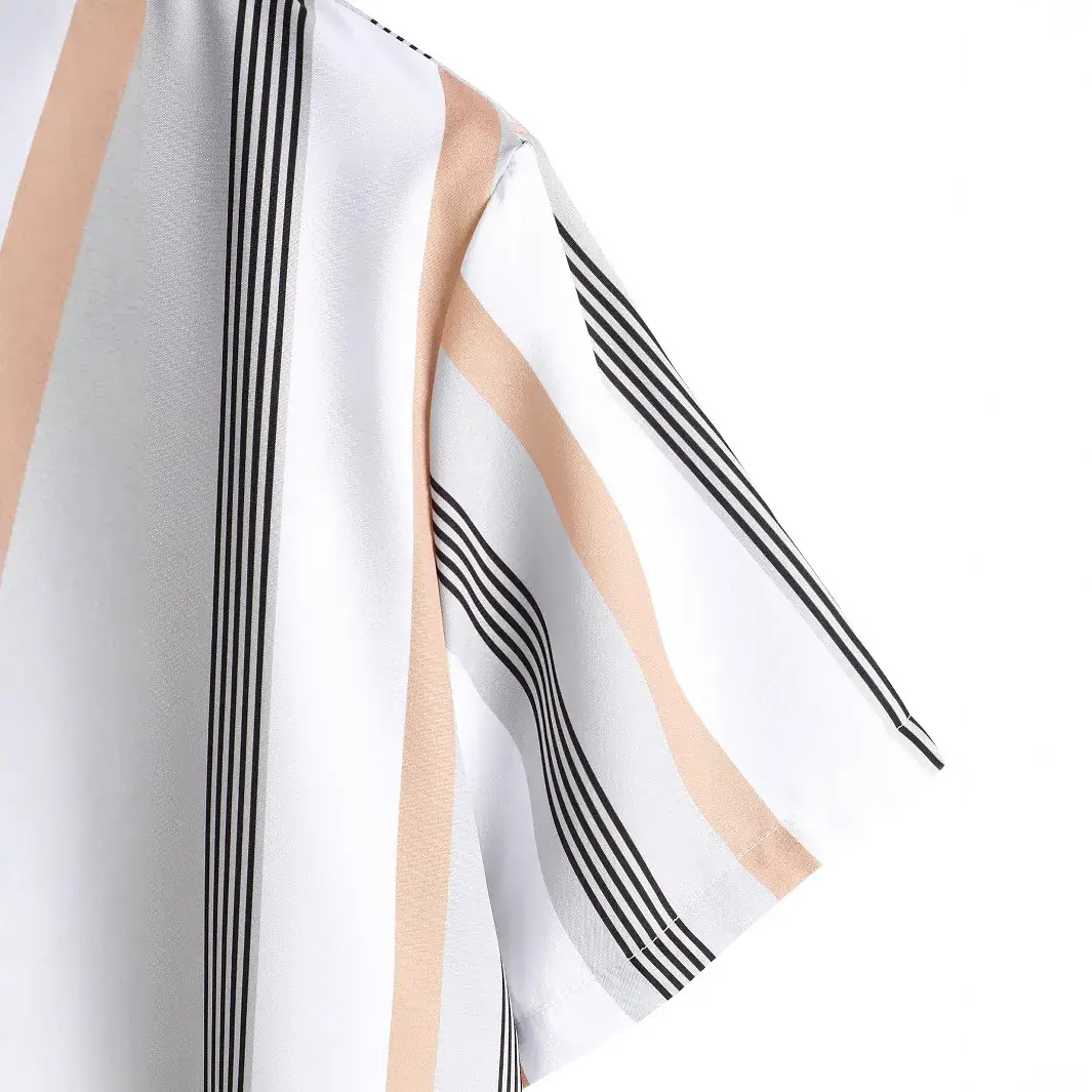 Men Striped Short Sleeve Shirt 2023 Digital Print - Image 6