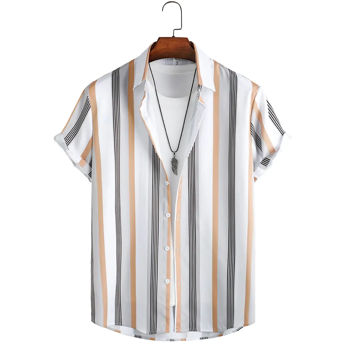 Men Striped Short Sleeve Shirt 2023 Digital Print — feature 2