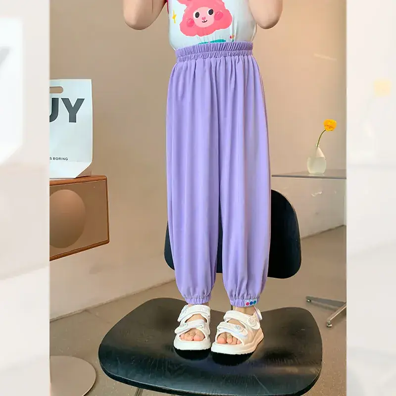 Girls Anti-Mosquito Cotton Pants Summer Kids Skin Friendly - Image 5