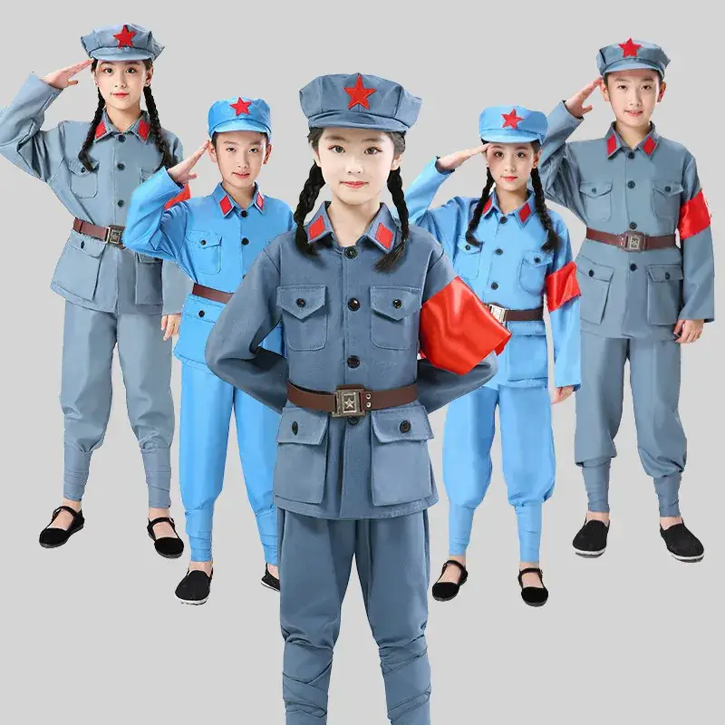 Little Red Army Kids Suit Blue Red Star Eighth Route Army - Image 9