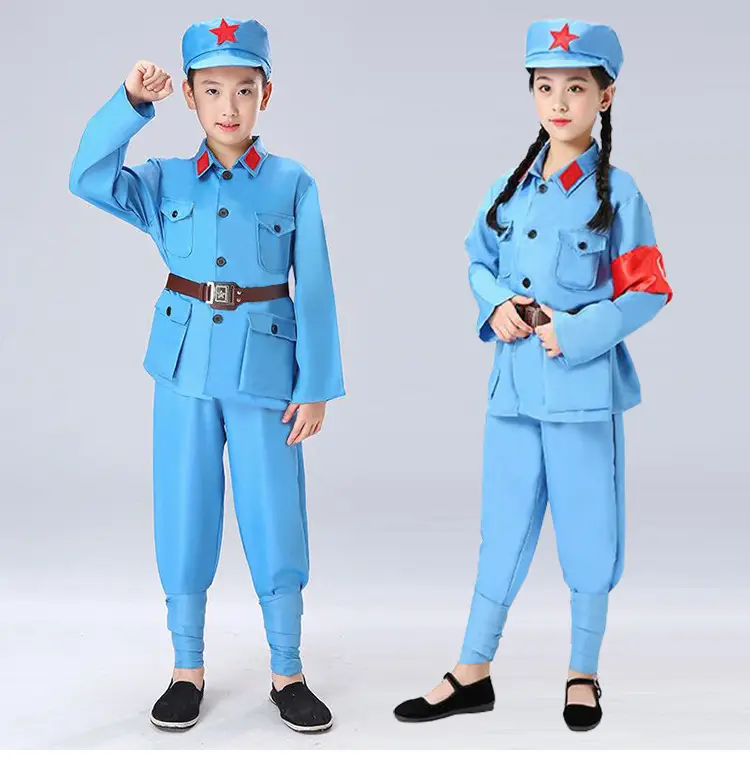 Little Red Army Kids Suit Blue Red Star Eighth Route Army — feature 10