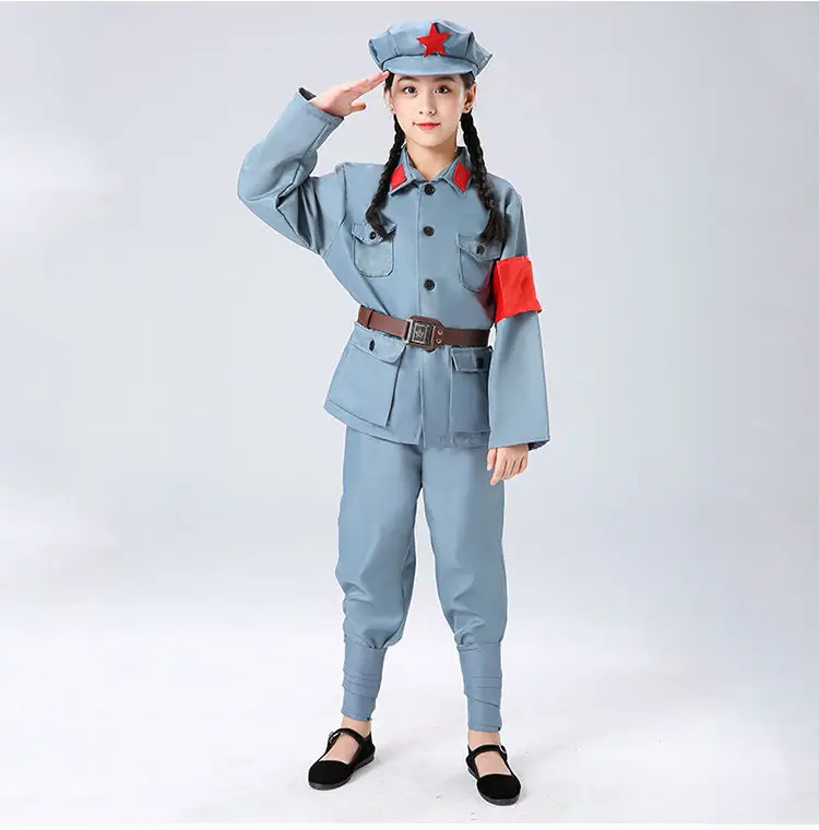 Little Red Army Kids Suit Blue Red Star Eighth Route Army — feature 11