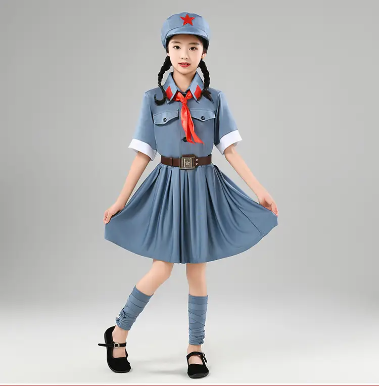 Little Red Army Kids Suit Blue Red Star Eighth Route Army — feature 12