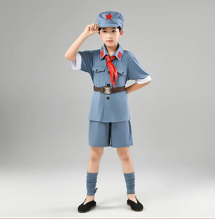 Little Red Army Kids Suit Blue Red Star Eighth Route Army — feature 13