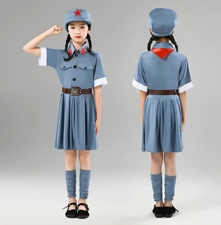 Little Red Army Kids Suit Blue Red Star Eighth Route Army — feature 14