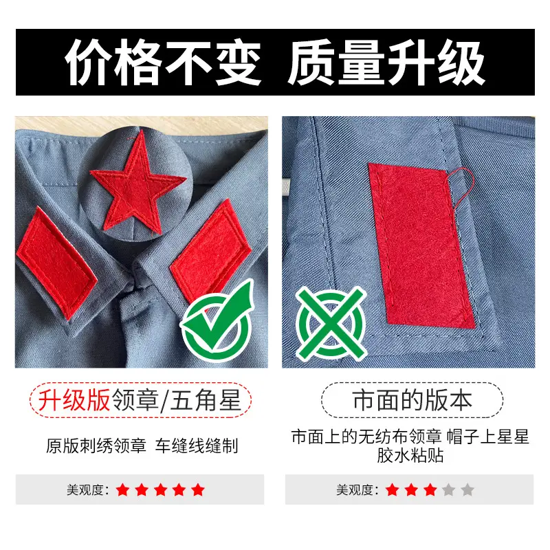 Little Red Army Kids Suit Blue Red Star Eighth Route Army — feature 4