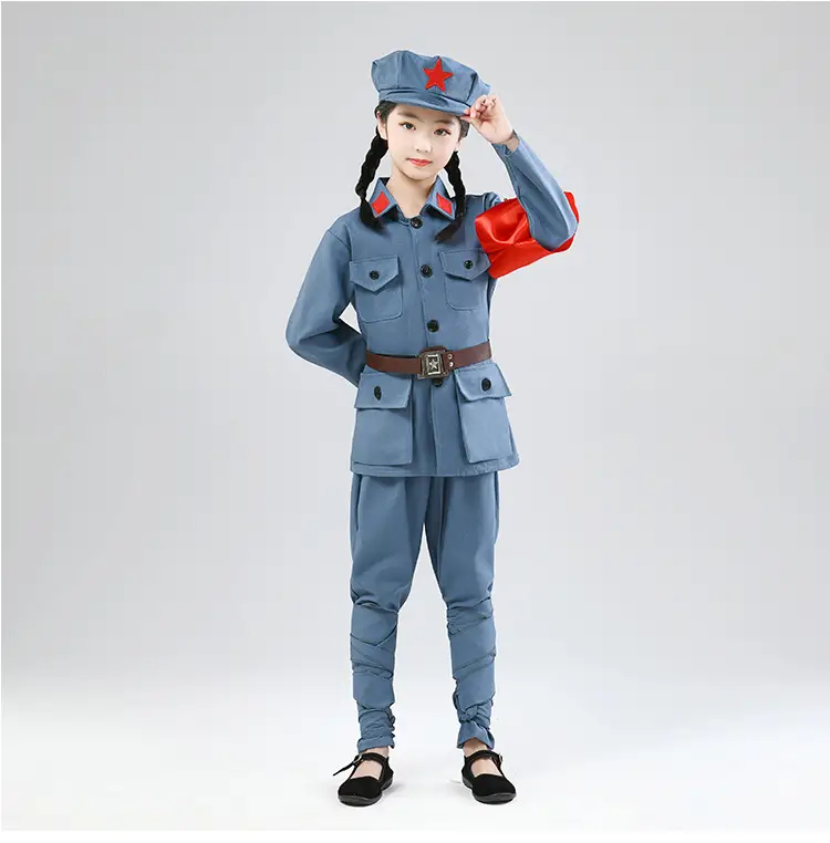 Little Red Army Kids Suit Blue Red Star Eighth Route Army — feature 7