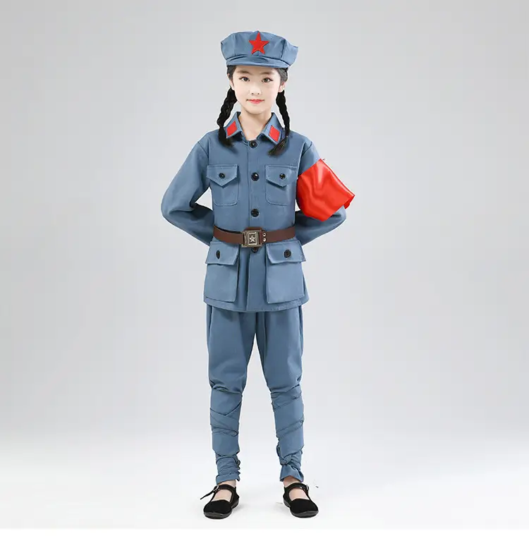 Little Red Army Kids Suit Blue Red Star Eighth Route Army — feature 8