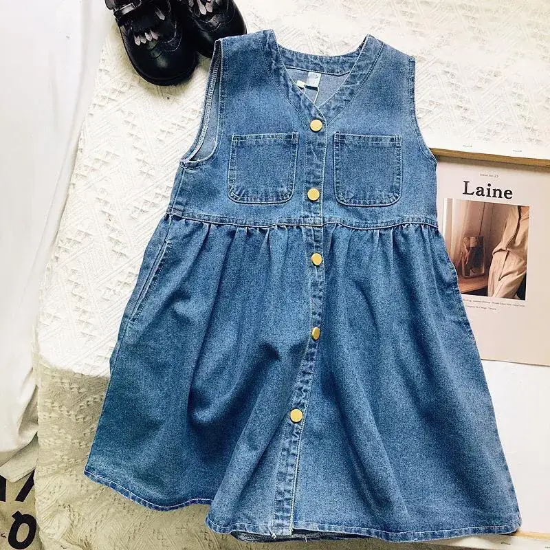 Girls Denim Vest Skirt 2023 Spring