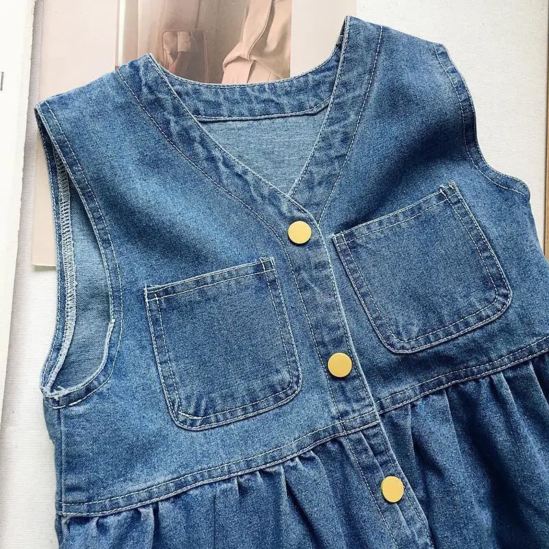Girls Denim Vest Skirt 2023 Spring — feature 4