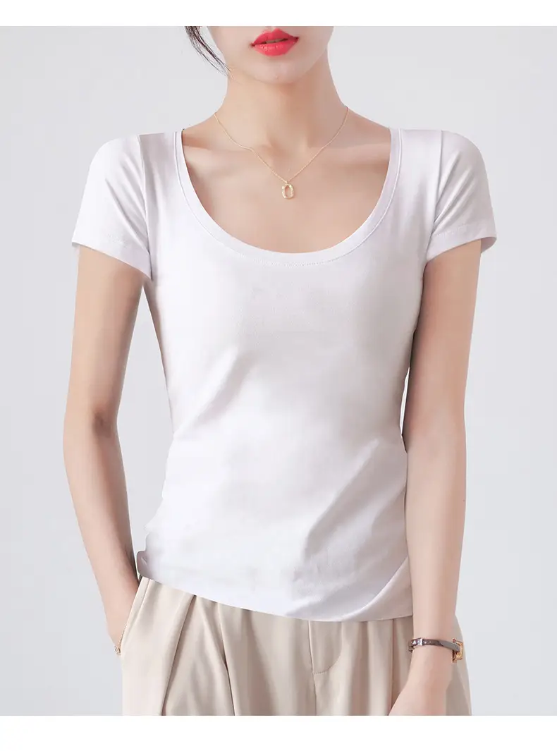 Women Red Crewneck T-Shirt Short Sleeve Summer 2025 — feature 1