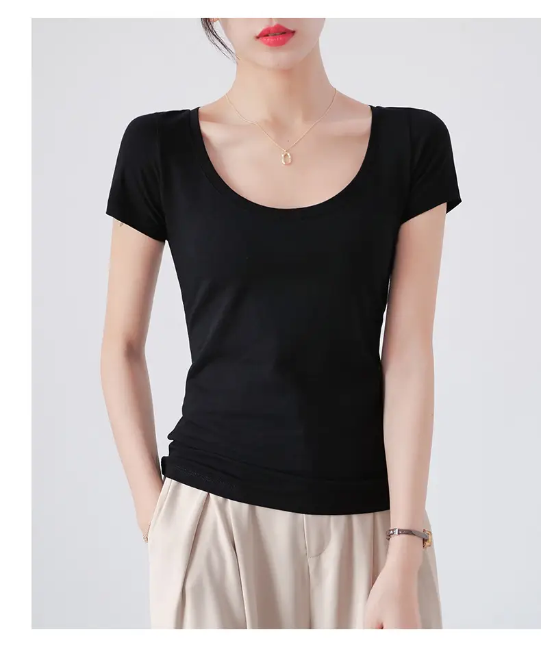 Women Red Crewneck T-Shirt Short Sleeve Summer 2025 — feature 10