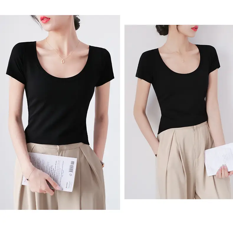 Women Red Crewneck T-Shirt Short Sleeve Summer 2025 — feature 11