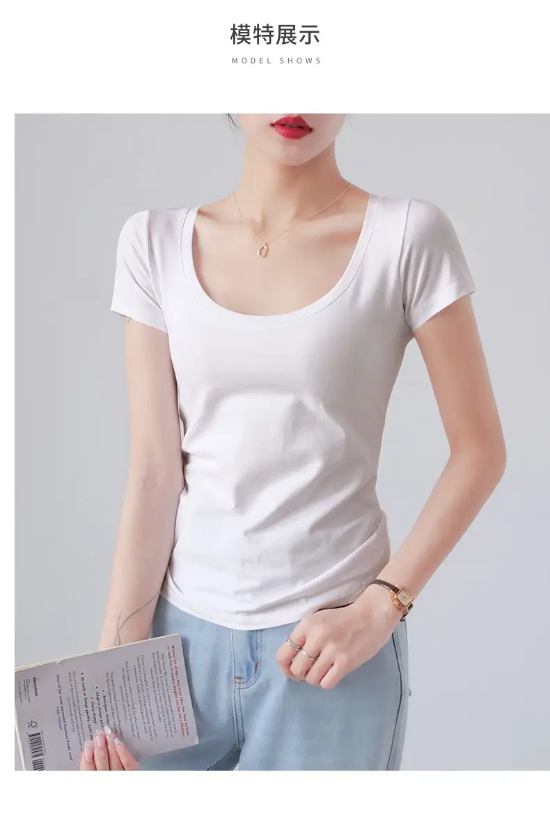 Women Red Crewneck T-Shirt Short Sleeve Summer 2025 — feature 4