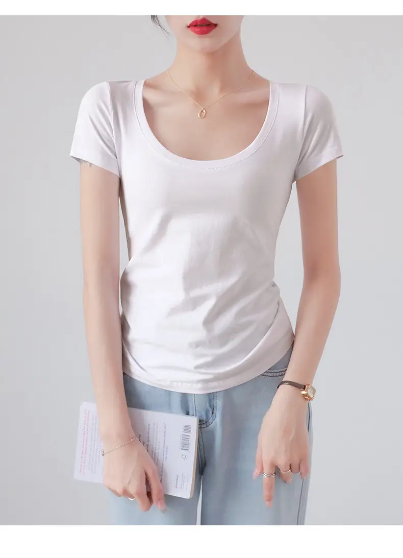 Women Red Crewneck T-Shirt Short Sleeve Summer 2025 — feature 5