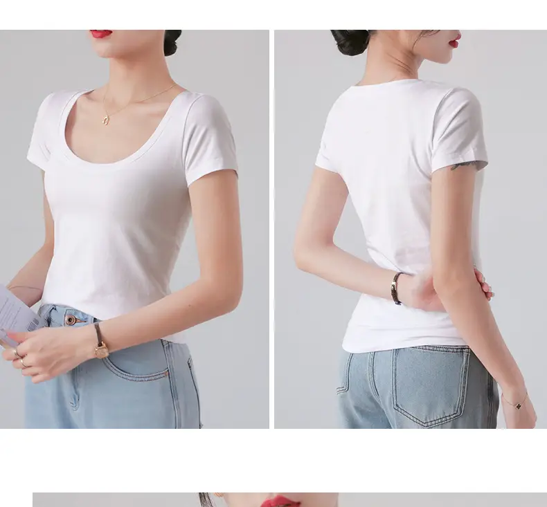 Women Red Crewneck T-Shirt Short Sleeve Summer 2025 — feature 7
