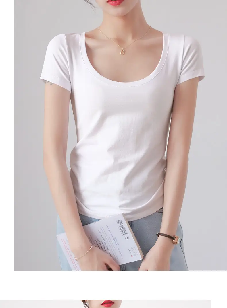 Women Red Crewneck T-Shirt Short Sleeve Summer 2025 — feature 8