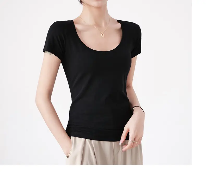 Women Red Crewneck T-Shirt Short Sleeve Summer 2025 — feature 9