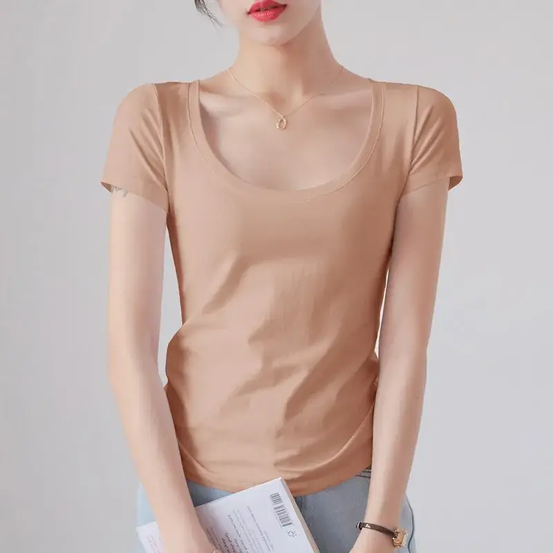 Women Red Crewneck T-Shirt Short Sleeve Summer 2025 - Image 15