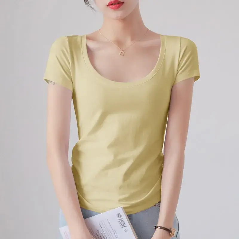 Women Red Crewneck T-Shirt Short Sleeve Summer 2025 - Image 16